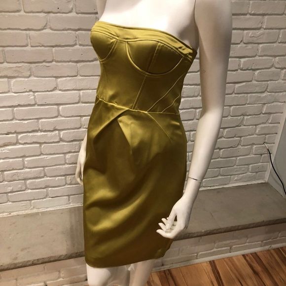 CHARTRUESE BUSTIER CORSET DRESS STRUCTURED BONED BUSTIER HIGH WAIST BELOW KNEE - Picture 13 of 15